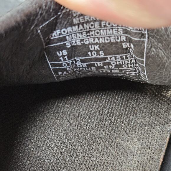 B36 Merrell World Legend Dark Earth Shoe Men Sz 11 Brown Leather Slip On J45197 - Picture 7 of 8